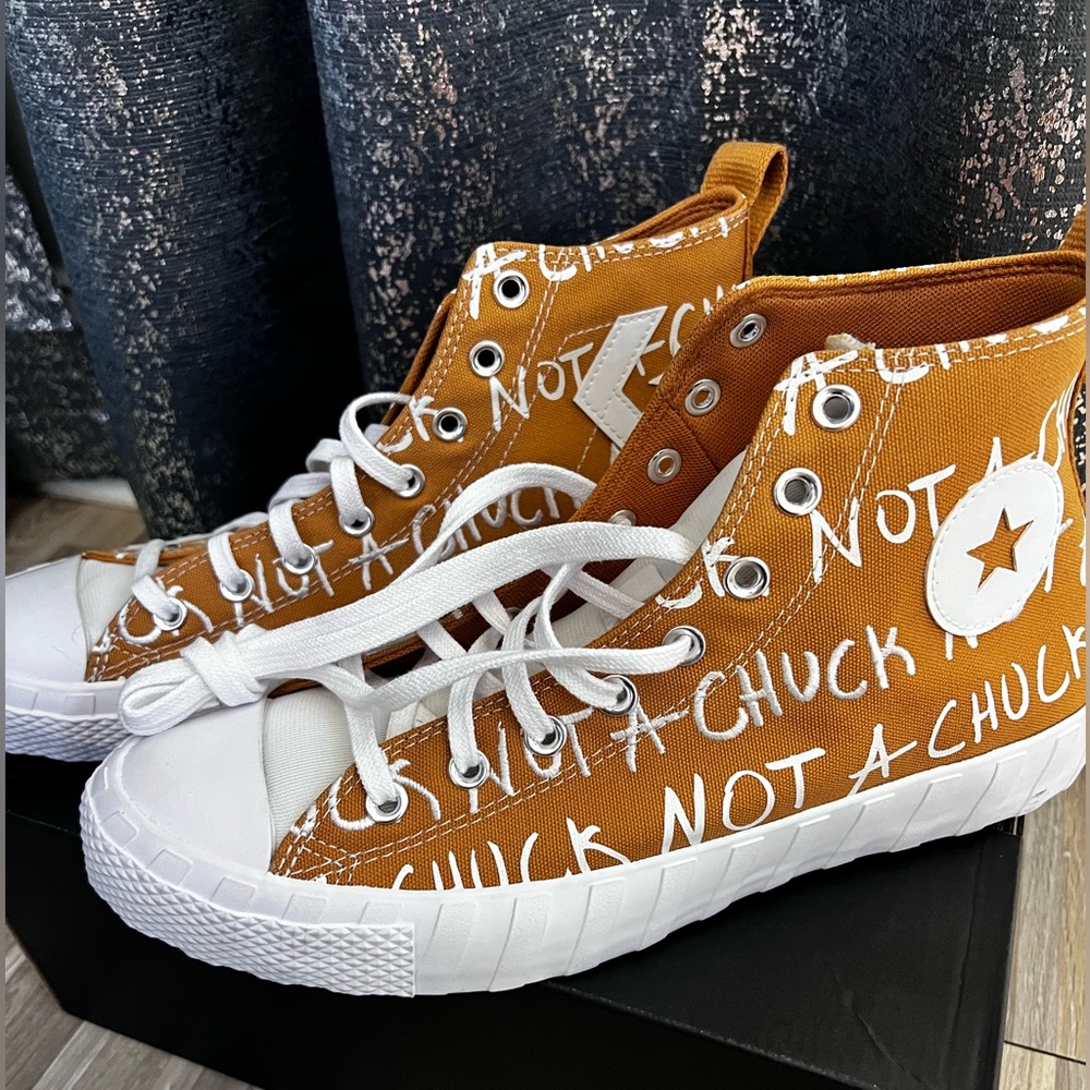 Converse High-Top Sneakers in Orange and White